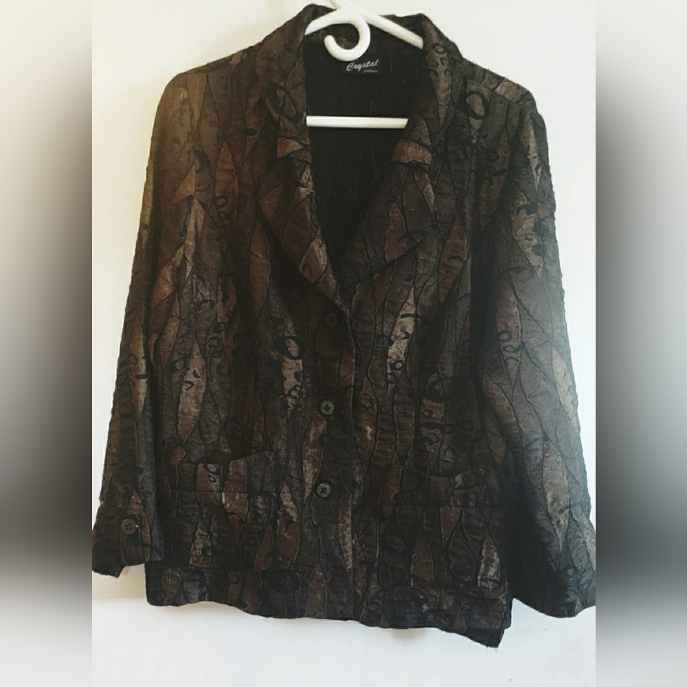 Vintage Dark Brown Patterned Women's Blazer